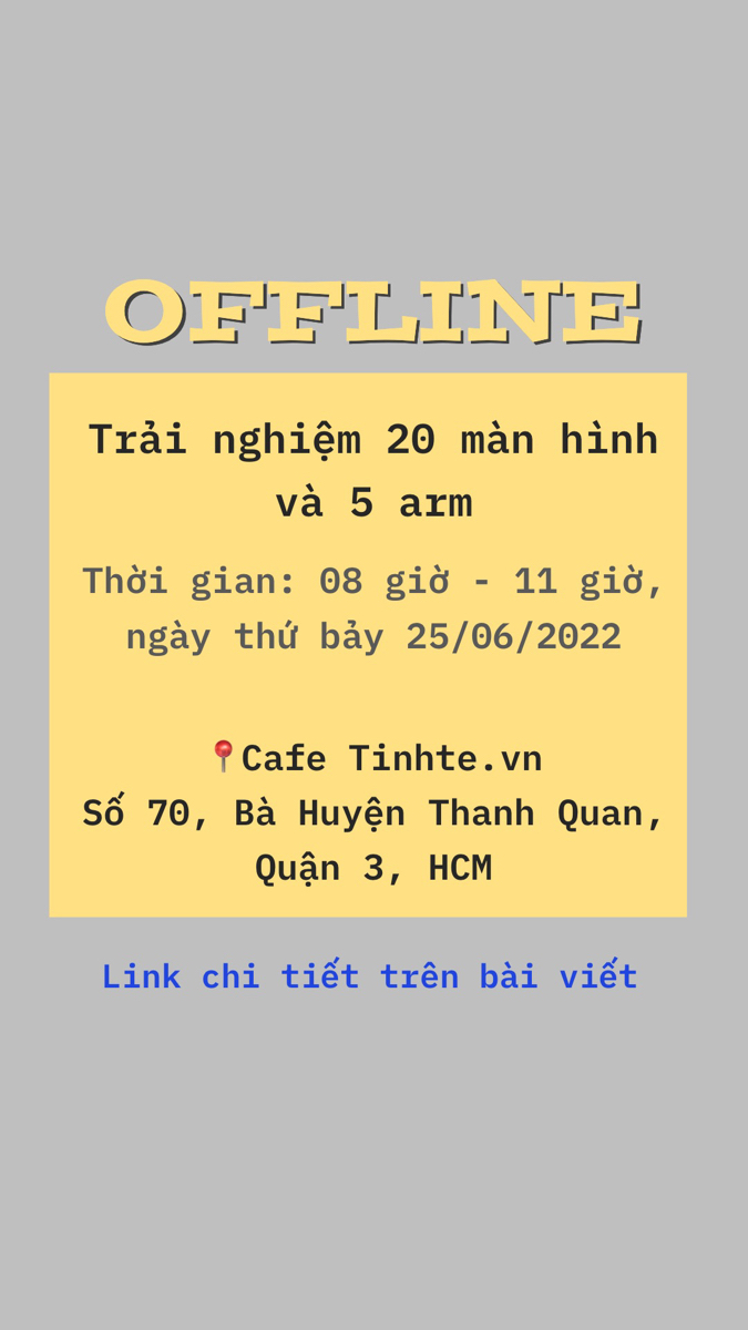 Thứ bảy 25/06/2022 Cafe Tinh tế có Offline, mời anh em qua chơi