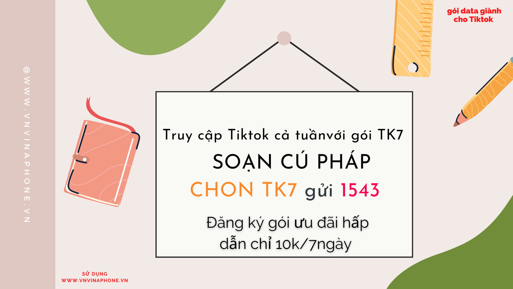 Cú pháp đăng ký gói TK7 Vinaphone lướt Tiktok thả ga