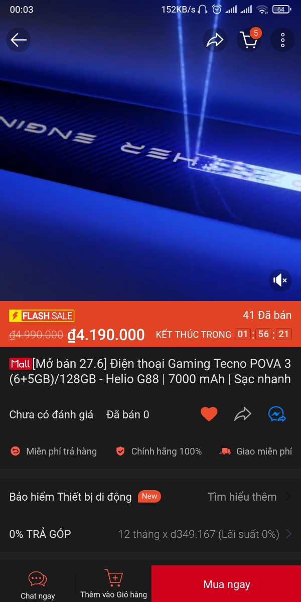 Đêm hôm 0H00 ngày 27/6 săn sale Tecno POVA 3!