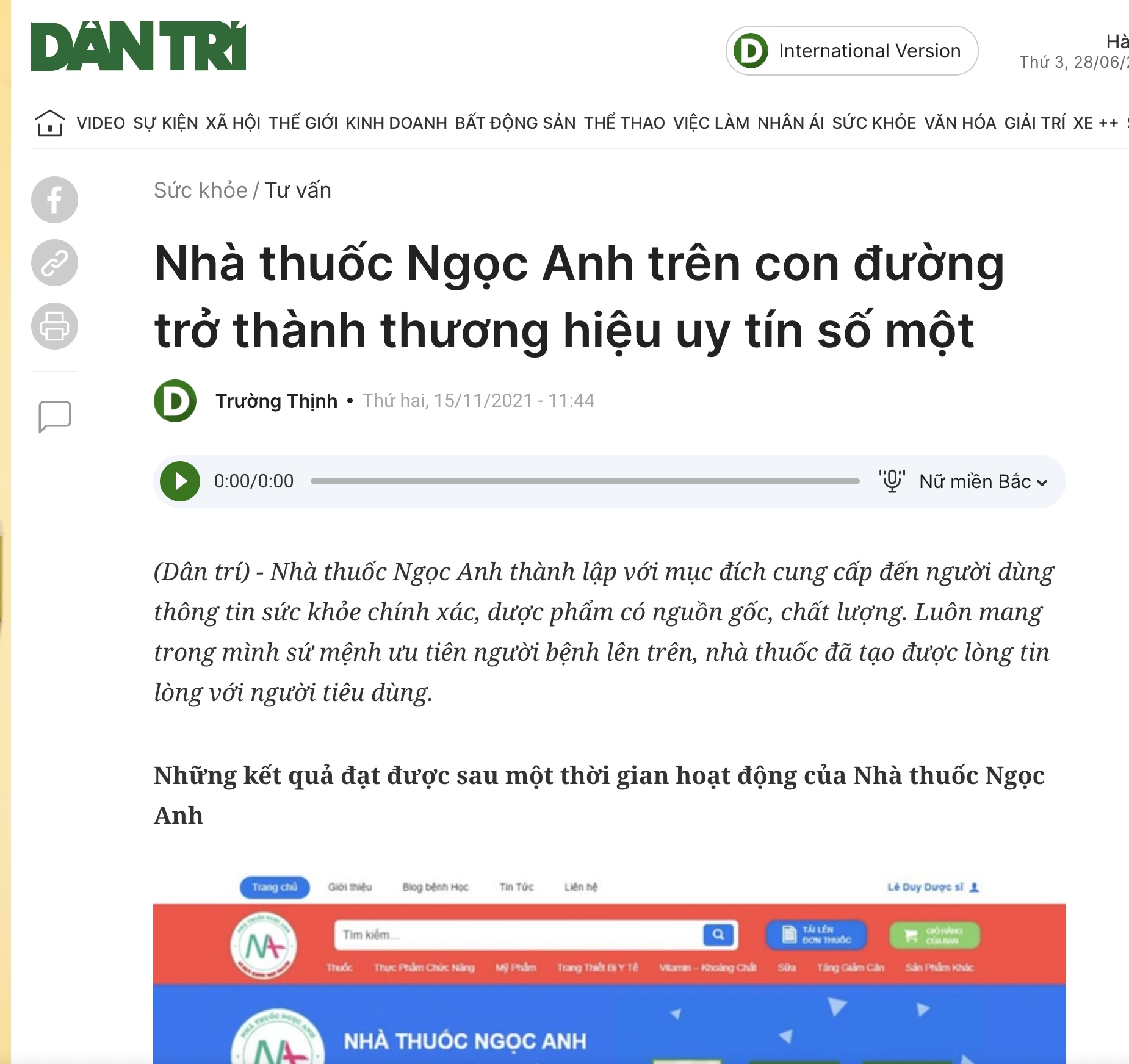 Nhà thuốc Ngọc Anh triển khai mô hình nhà thuốc online 24/24 uy tín