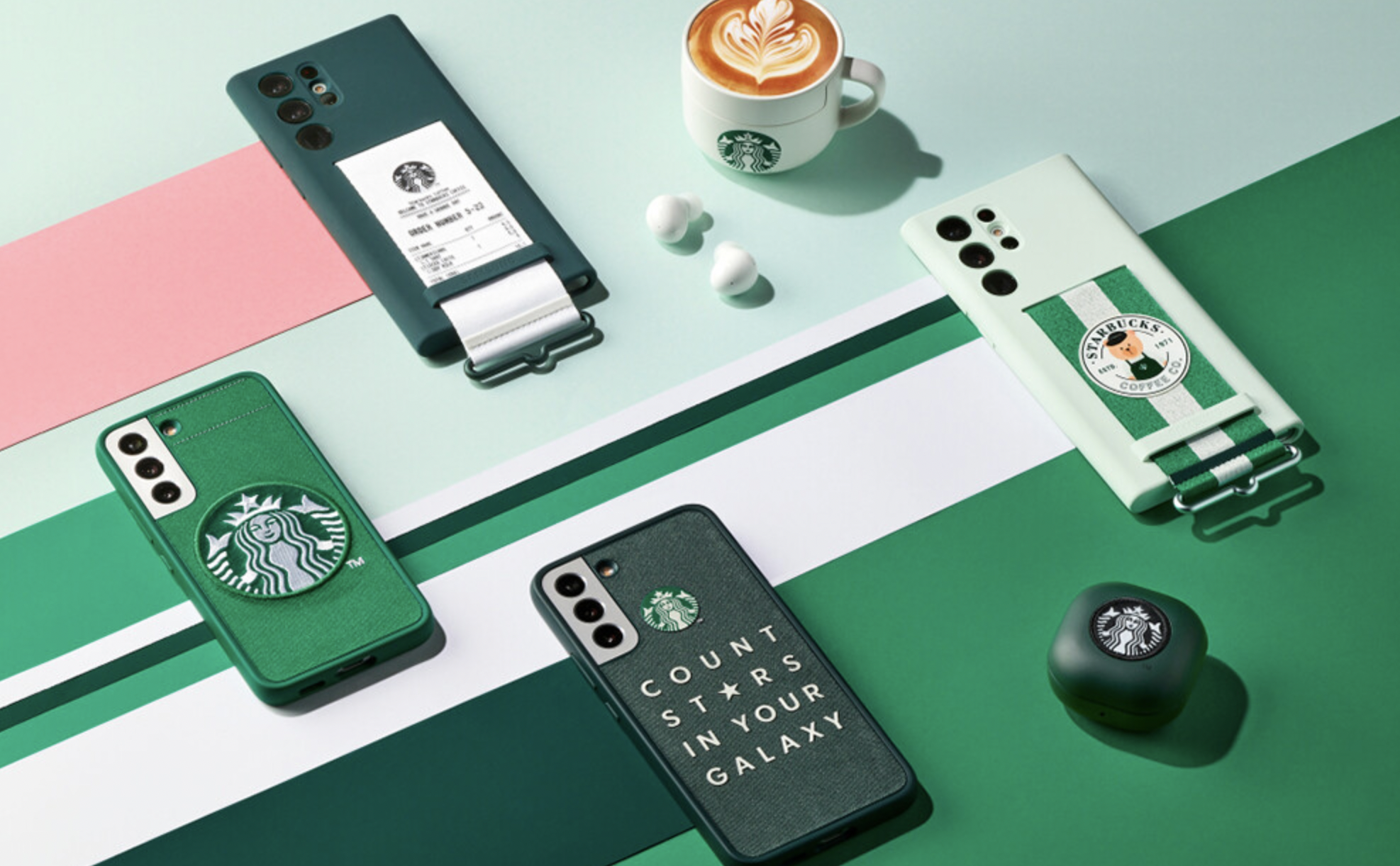 Starbucks Hàn Quốc làm ốp giới hạn cho Galaxy S22 và Buds2, có cả case ly cafe siêu ngầu