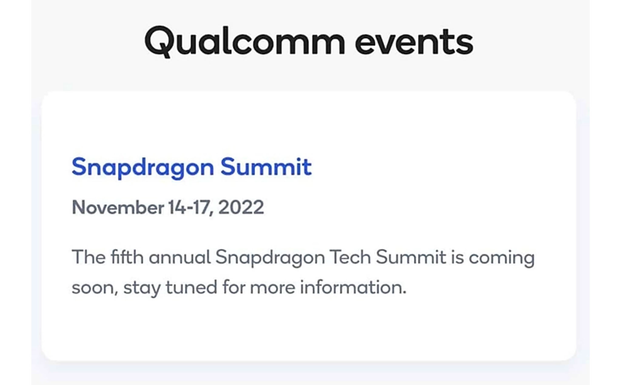Snapdragon 8 Gen 2 sẽ được ra mắt tại sự kiện Snapdragon Summit, tổ chức từ 14/11 đến 17/11/2022?