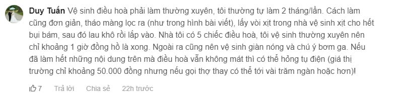 Thánh thơ trên VNE hướng dẫn vệ sinh điều hòa này, 1 tiếng vệ sinh được 5 cái, 2 tháng châm gas 1...