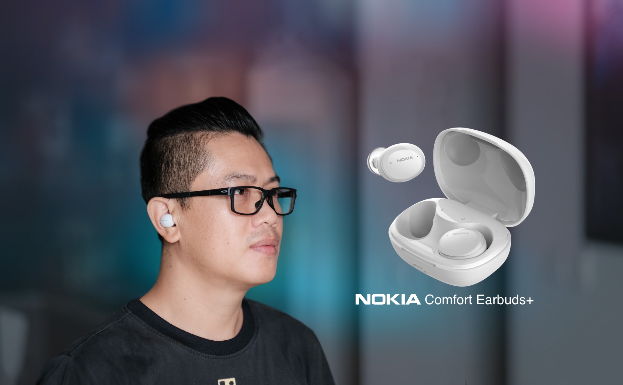 Trên tai Nokia Comfort Earbuds+: truewireless, tổng thời lượng pin 29 giờ, sạc không dây, mang êm
