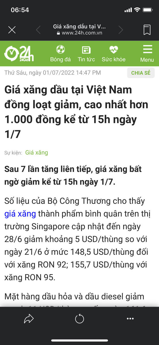 Ngon òi, xăng giảm hẳn 1k