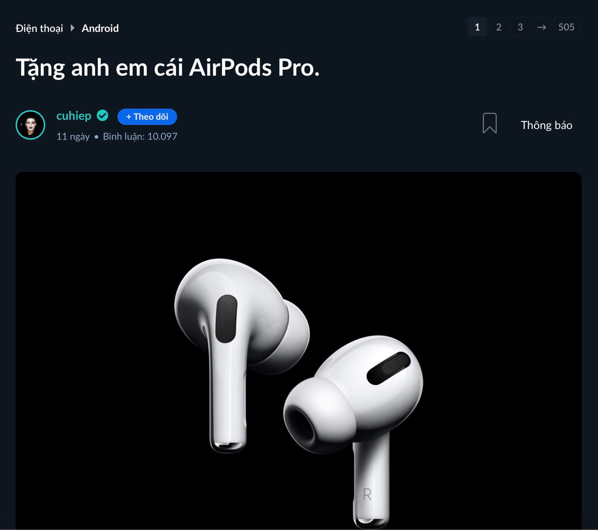 [Kết quả game cuhiep]: Tặng AirPods Pro
