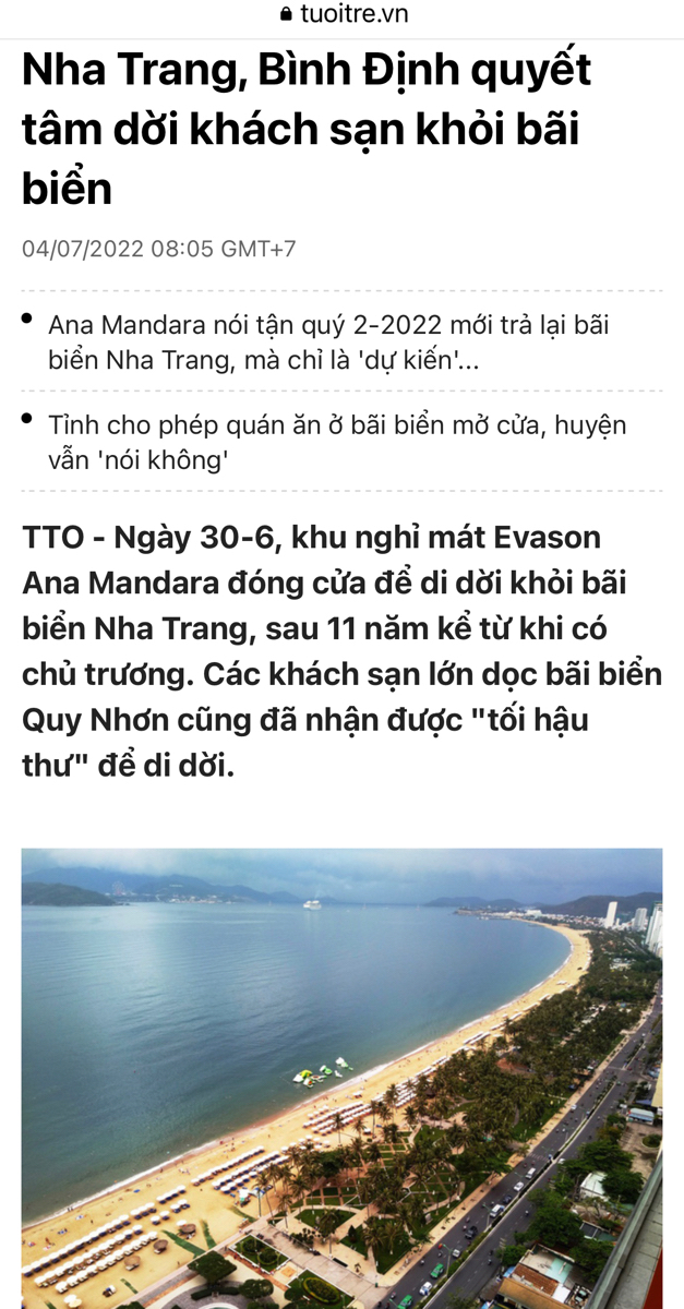 Nha Trang, Bình Định quyết tâm dời khách sạn khỏi bãi biển