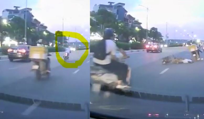 Clip cô gái tự té xe máy trọng thương vì tà áo dài và bị cán qua người