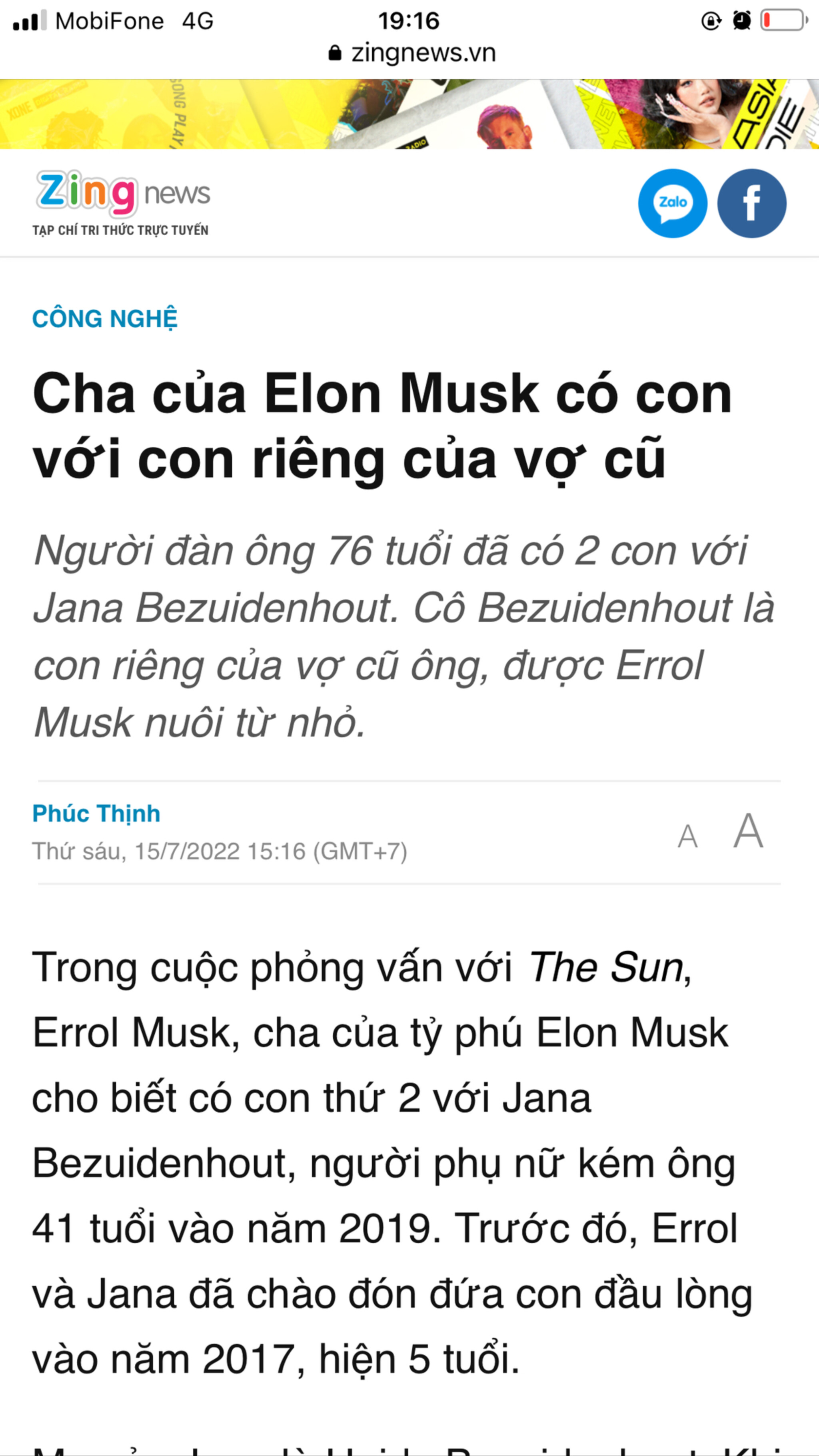 Chơi kiểu này thì kỳ quá, kỳ gần bằng Elon Musk rồi đấy. Elon trước đó bảo ko sống cùng bố là một...