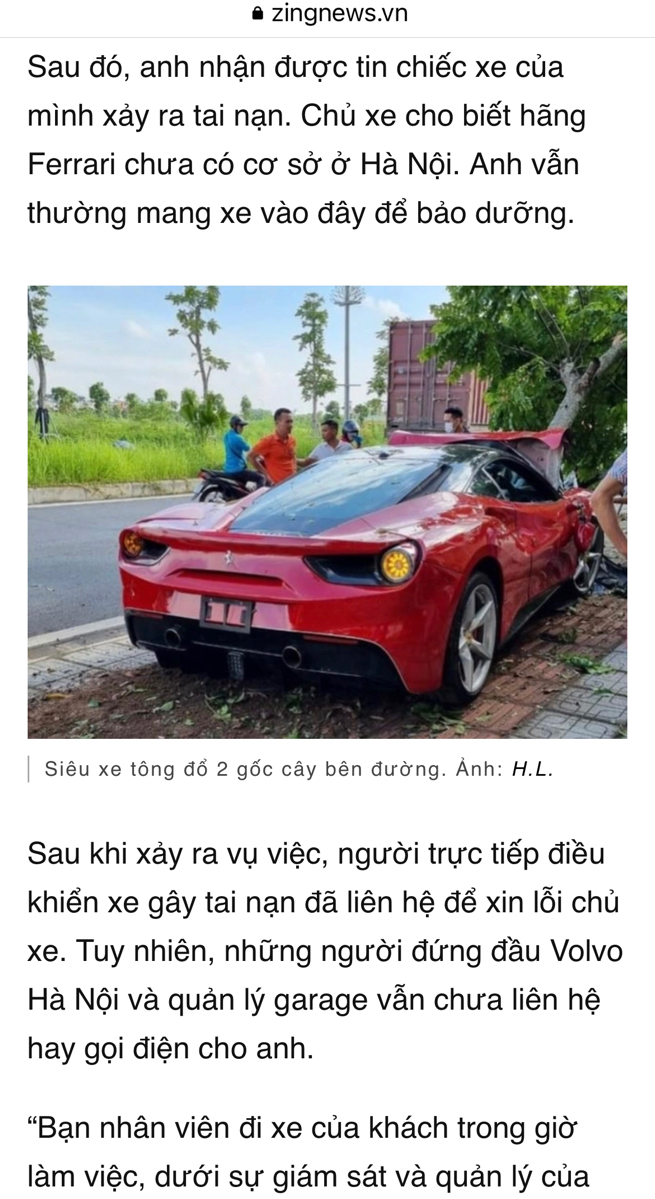 Chủ nhân chiếc Ferrari lên tiếng việc siêu xe bị tai nạn ở Long Biên