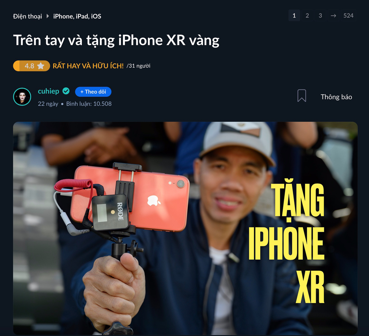 [Kết quả game Tinh Tế]: Tặng iPhone Xr