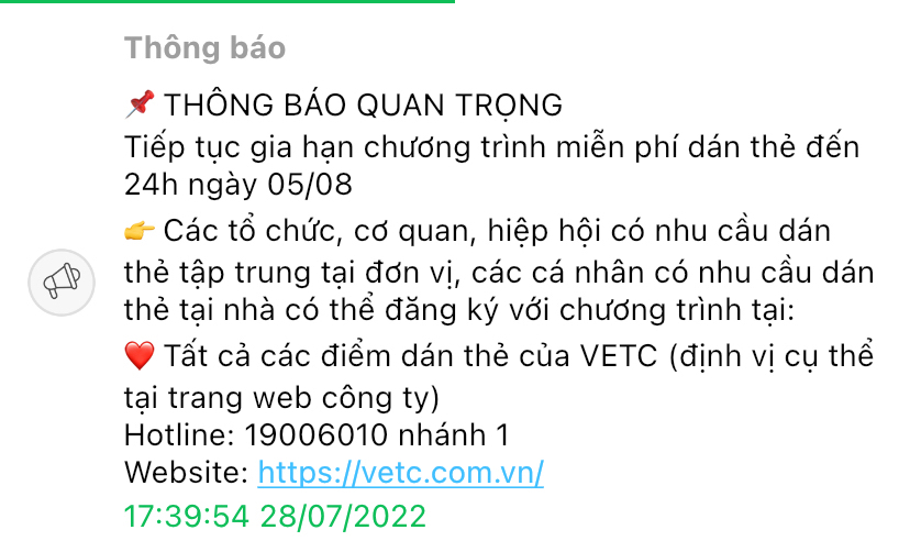 VETC vẫn còn đang khuyến mãi, bác nào có nhu cầu mà chưa đi dán thì tranh thủ