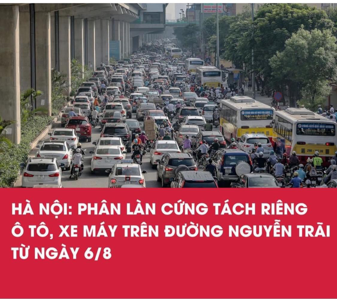 Sắp dùng làn cứng để tách 2 làn ô tô & xe máy trên tuyến phố Nguyễn Trãi