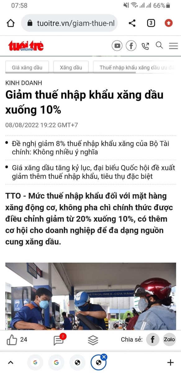 Hôm trước có "chiên da kinh té" nào nói Chính phủ không giảm thuế phí xăng dầu để "bảo vệ sản xuất