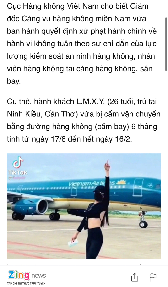 Cấm bay Tiktoker quay clip tạo dáng tại đường băng