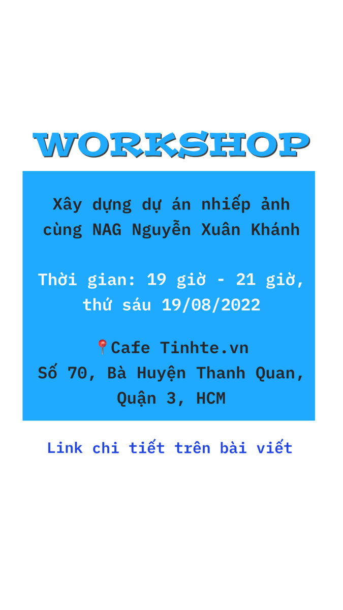 Mời anh em tham gia workshop tối mai thứ sáu 19/08/2022