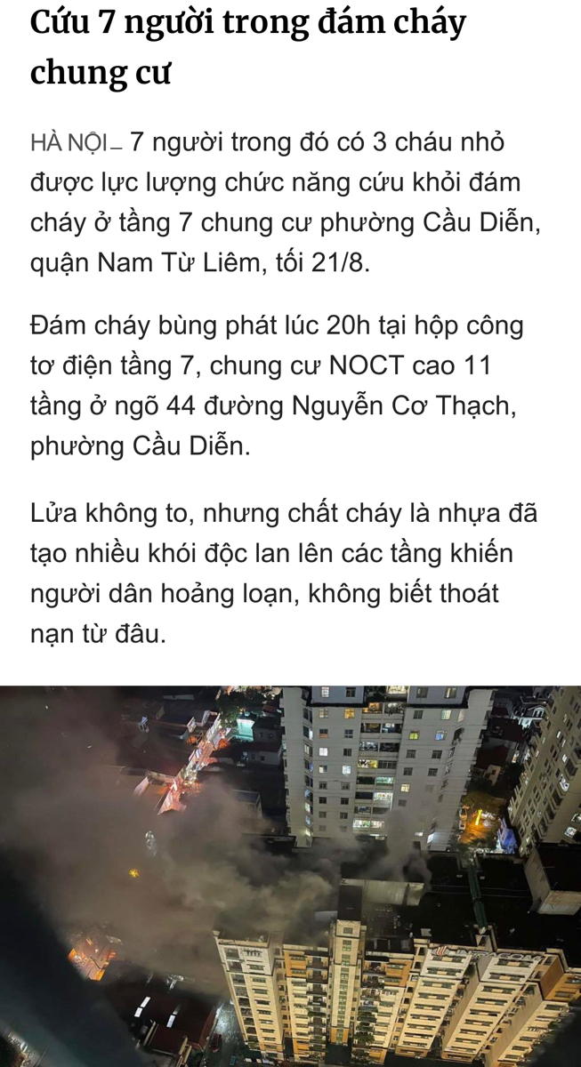 Mấy tuần nay lướt đâu cũng thấy mấy vụ cháy, ở chung cư mình hệ thống báo cháy cứ thi thoảng reo nh