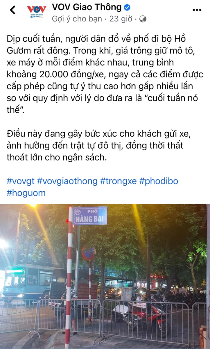 Việc giữ xe giá cao tồn tại từ lâu không chỉ HN hay HCM đúng lý thì chính quyền nơi đó phải chịu tr