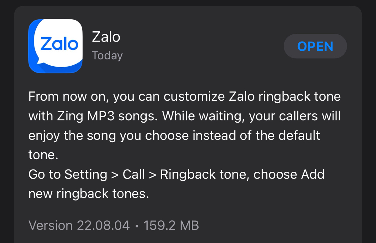 Zalo cập nhật thêm tính năng nhạc chờ cuộc gọi trong zalo cũng khá ổn áp đó anh em đã thử chưa?