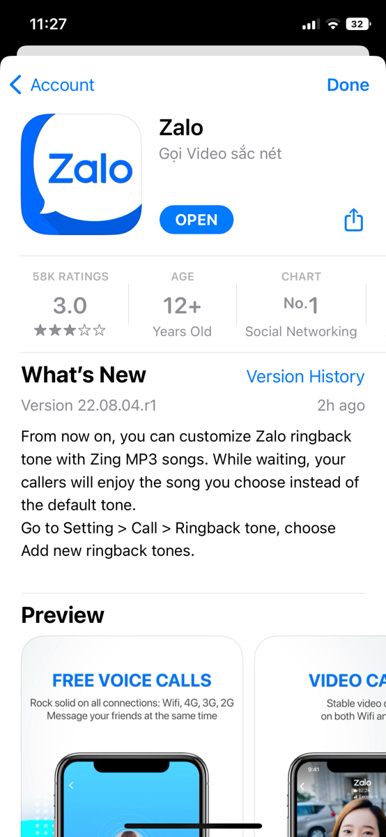 Zalo mới cập nhật cho phép bạn chọn bài hát từ Zing MP3 để làm nhạc chuông