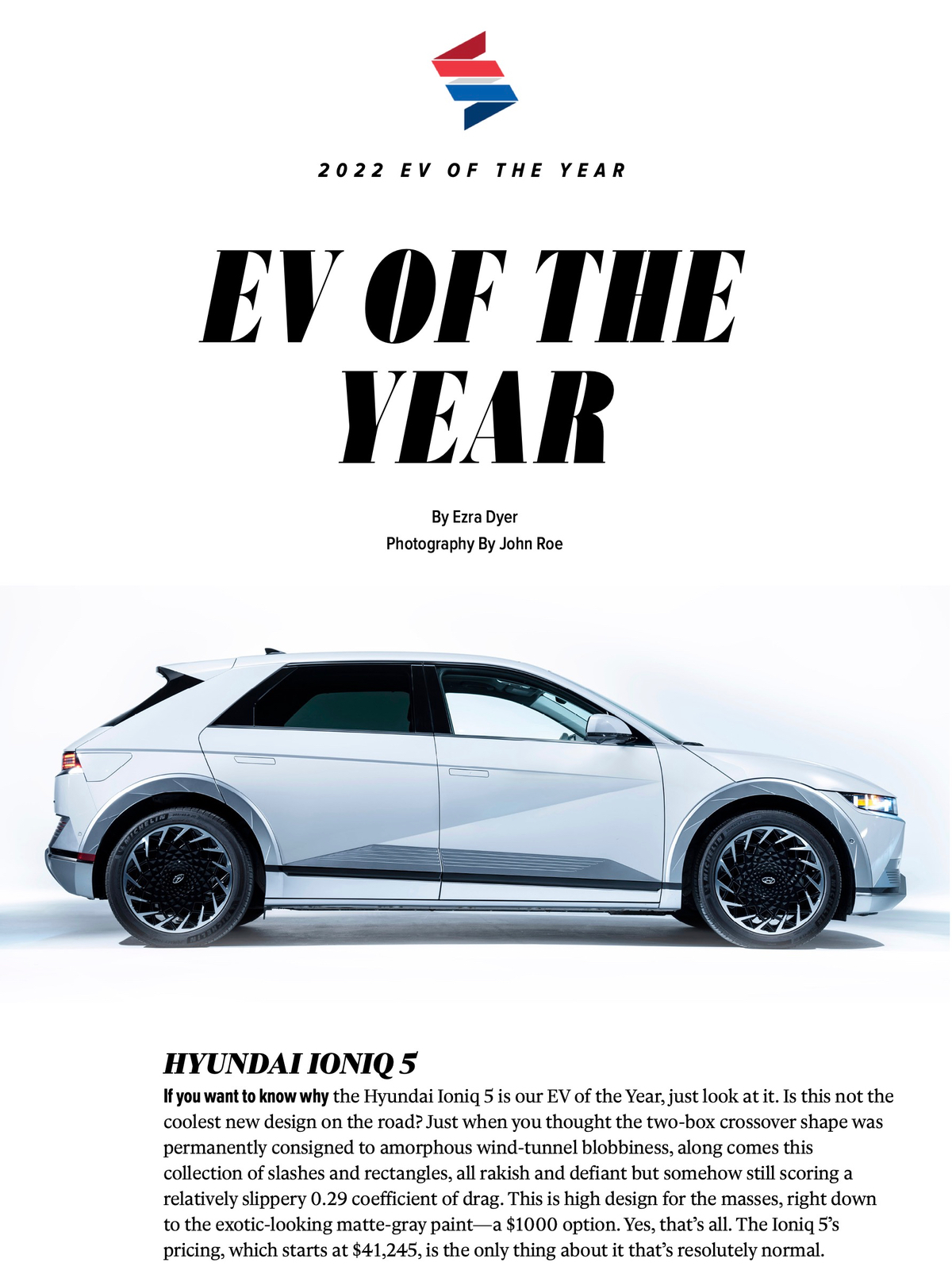 HYUNDAI IONIQ 5 được tạp chí Car And Driver bình chọn là xe điện của năm.