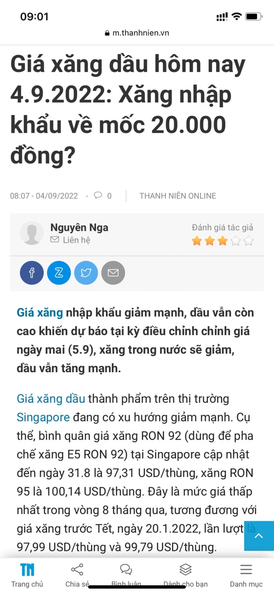 Tình hình giá xăng dầu hôm nay.