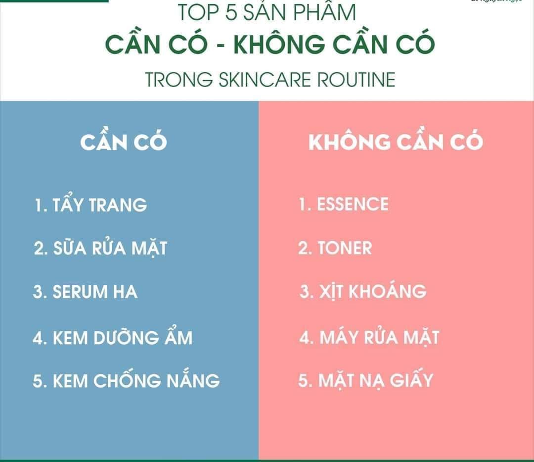 Top 5 sản phẩm cần có - không cần có trong skincare routine