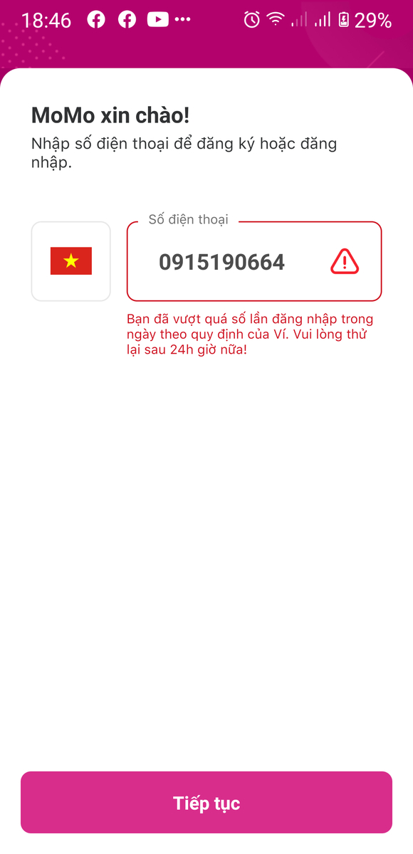 Các bạn sử dụng MoMo có khi nào bị như này không. Không đăng nhập được với một thông báo lỗi kỳ...