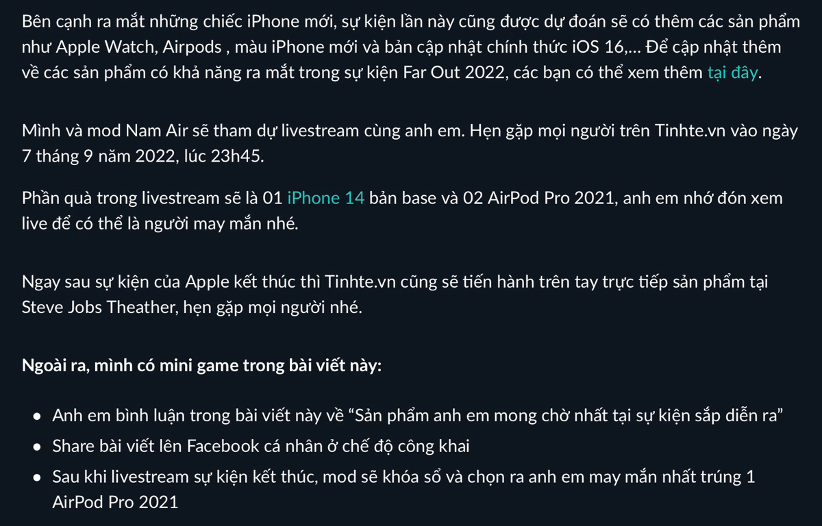 [Kết quả game Tinh Tế]: Tặng AirPod Pro 2021