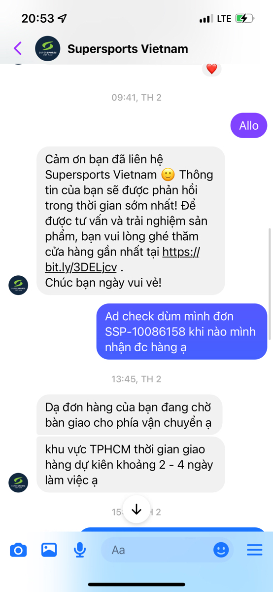 Cách làm việc bên Supersports củ chuối quá anh em à, mình mua ở đây chẳng qua thấy giá nó có khuyến