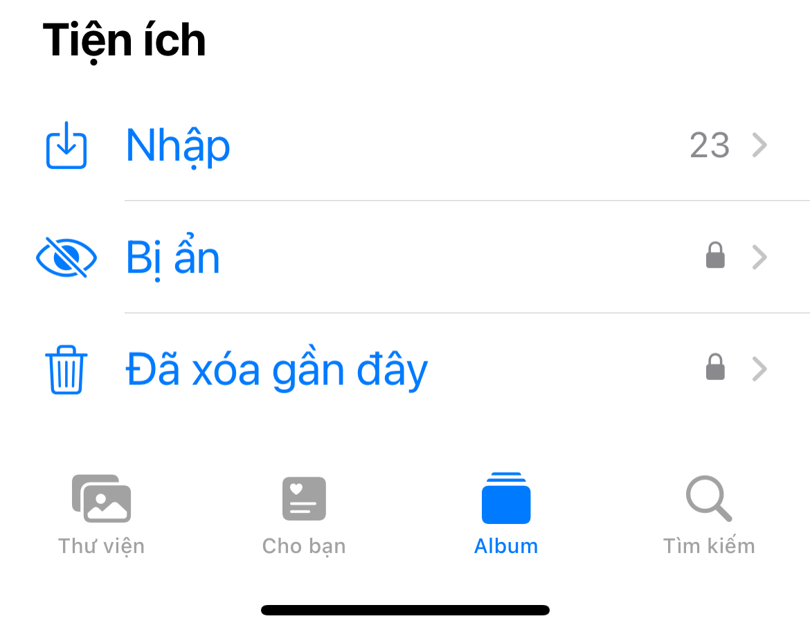 Đã lên ios 16 nhưng app Photos không thấy mục ảnh trùng lặp nhỉ