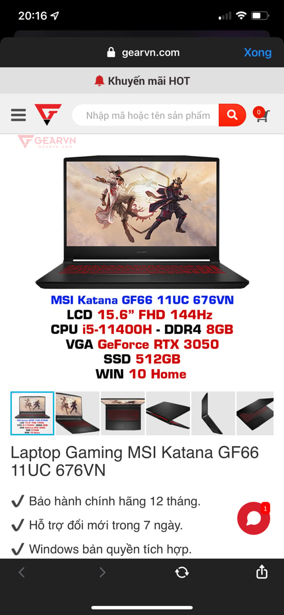 đây có bác nào mua con msi katana gf66 này r cho em hỏi là pin tản các thứ ngon kh và dùng lâu dài