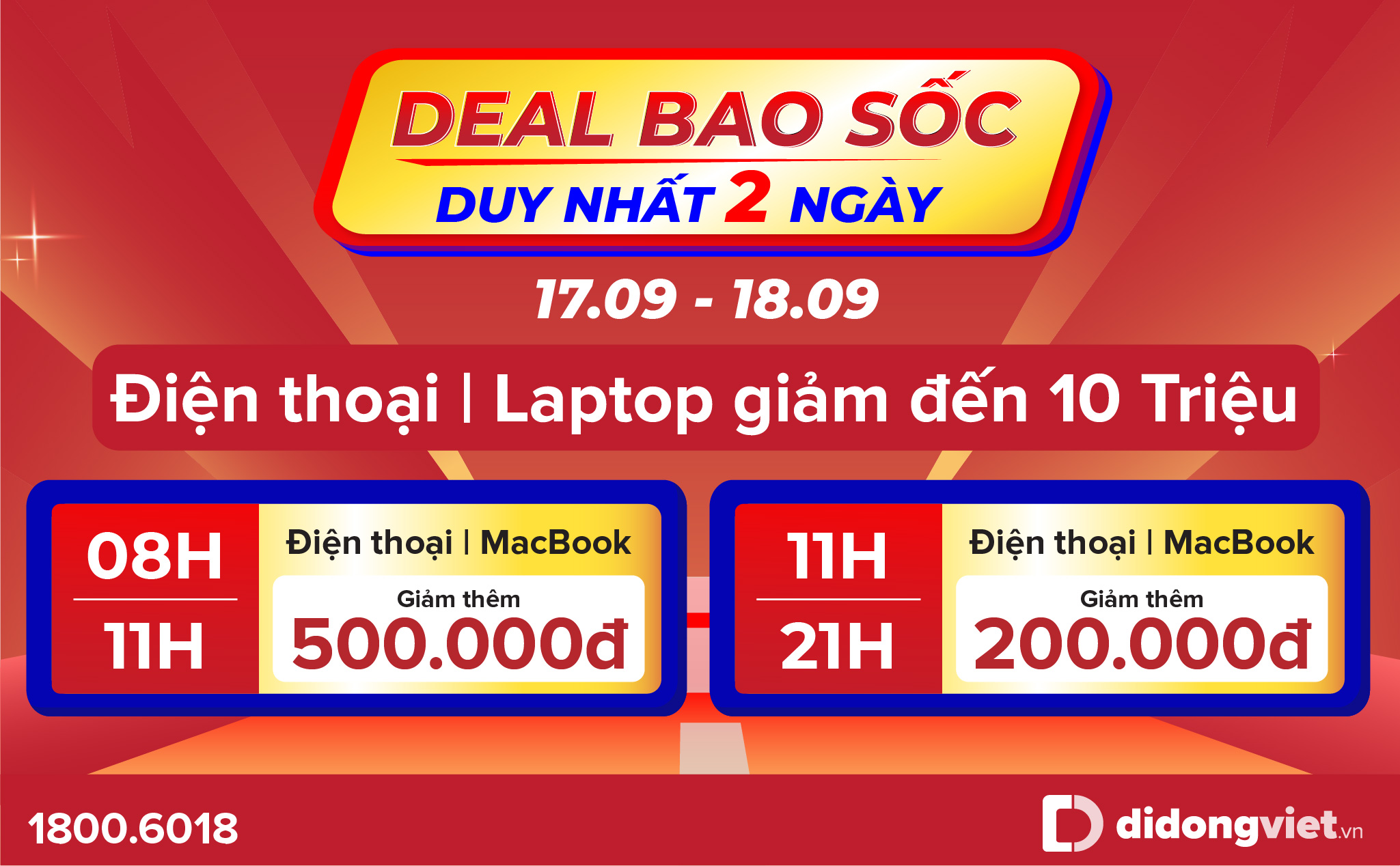 [QC] Deal sốc: Điện thoại, MacBook giảm chồng giảm hơn 10 triệu đồng trong ngày 17 và 18/9