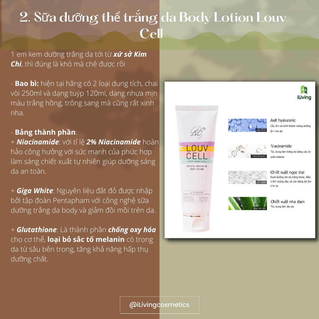 So sánh Sữa dưỡng thể trắng da Louv Cell và Milky Body lotion Freshity