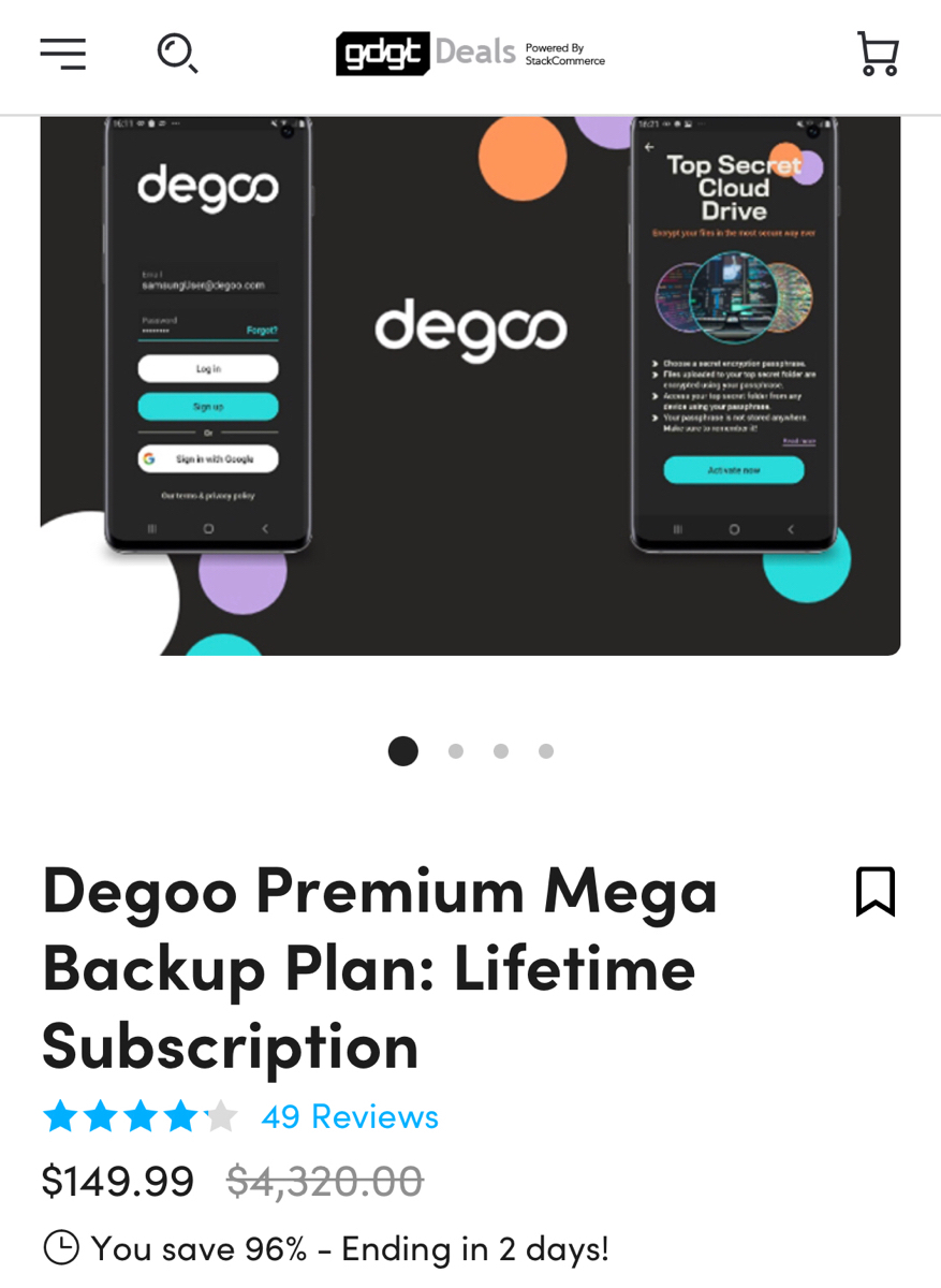 Degoo có deal bán cloud store 10TB lifetime (trọn đời) chỉ 149.99$