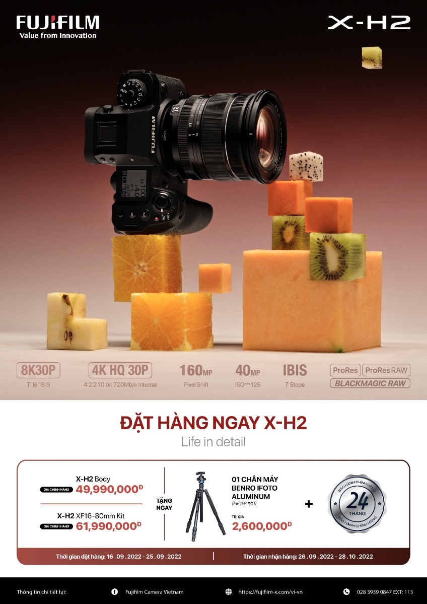 Fujifilm X-H2 chuyên quay phim giá tận 61,990 triệu VNĐ cả body lẫn ống kính 16-80mm Kit :D