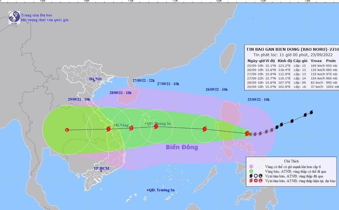 Bão NORU giật trên cấp 17 tiến nhanh vào Biển Đông. đổ bộ Huế-Bình Định ngày 28/9.