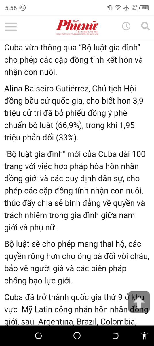 Cuba công nhận hôn nhân đồng giới sau 1 cuộc trưng cầu dân ý với 67% người dân ủng hộ