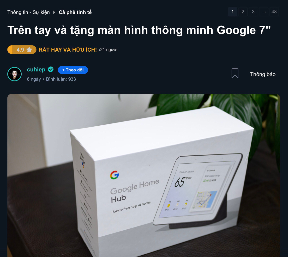 [Kết quả game Tinh Tế]: Tặng 2 màn hình Google 7"