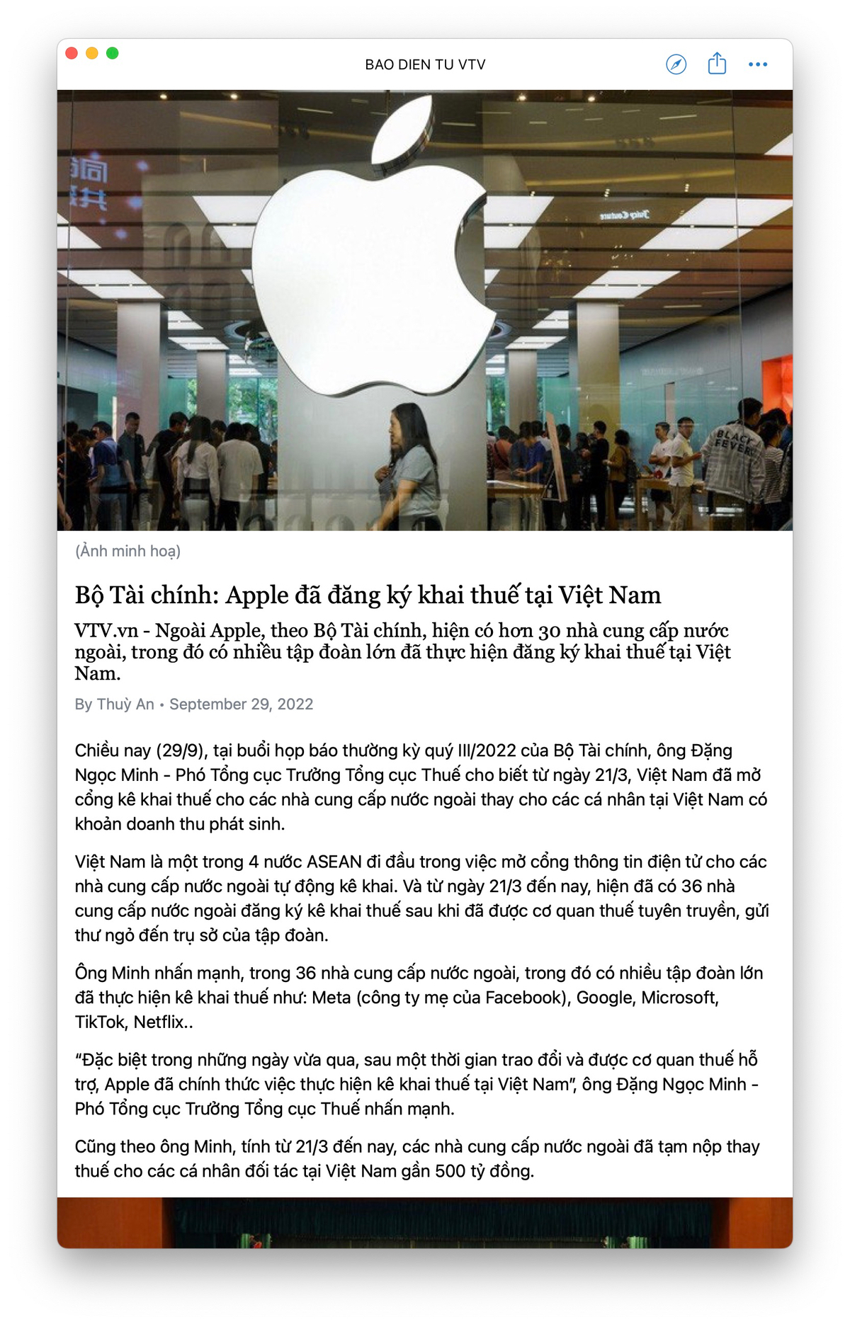 Apple đã đăng ký khai thuế ở VN. Vậy là sắp kinh doanh gì rồi...