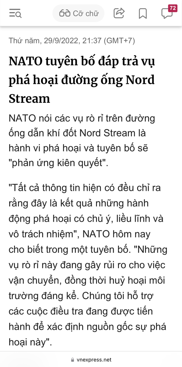 Thằng bố mỹ phá còn ai nữa mà điều tra, ko lẽ Nga hay tàu nó phá à bọn ngu ngục nato