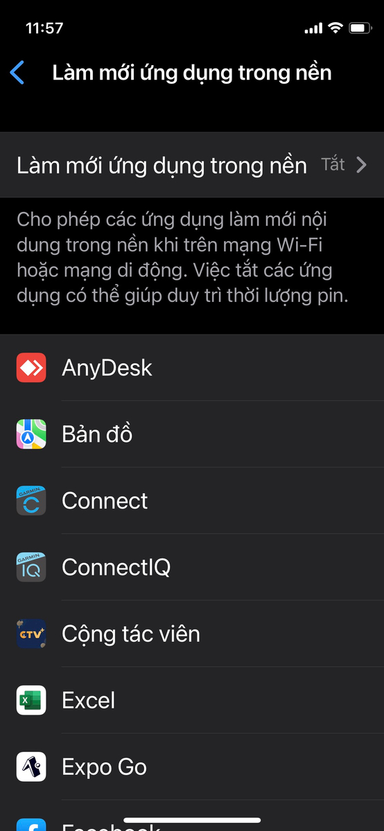 Chào AE trong diễn đàn, vì sao mình tắt chế độ làm mới trong nền rồi, mà sao 2 cái app Facebook...