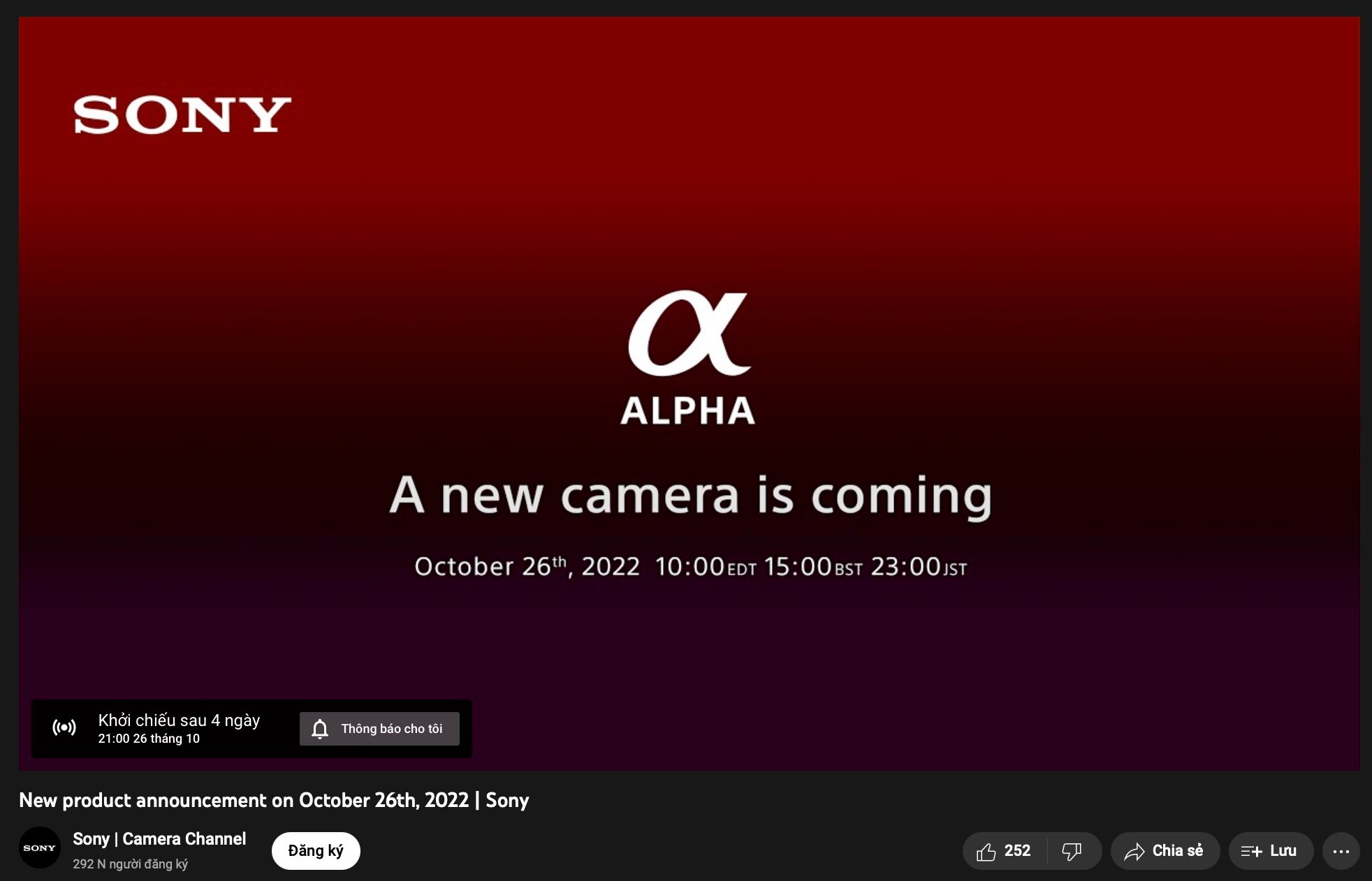 Máy ảnh Sony Alpha mới vào ngày 26/10/2022 - dự đoán là "A7R" mới