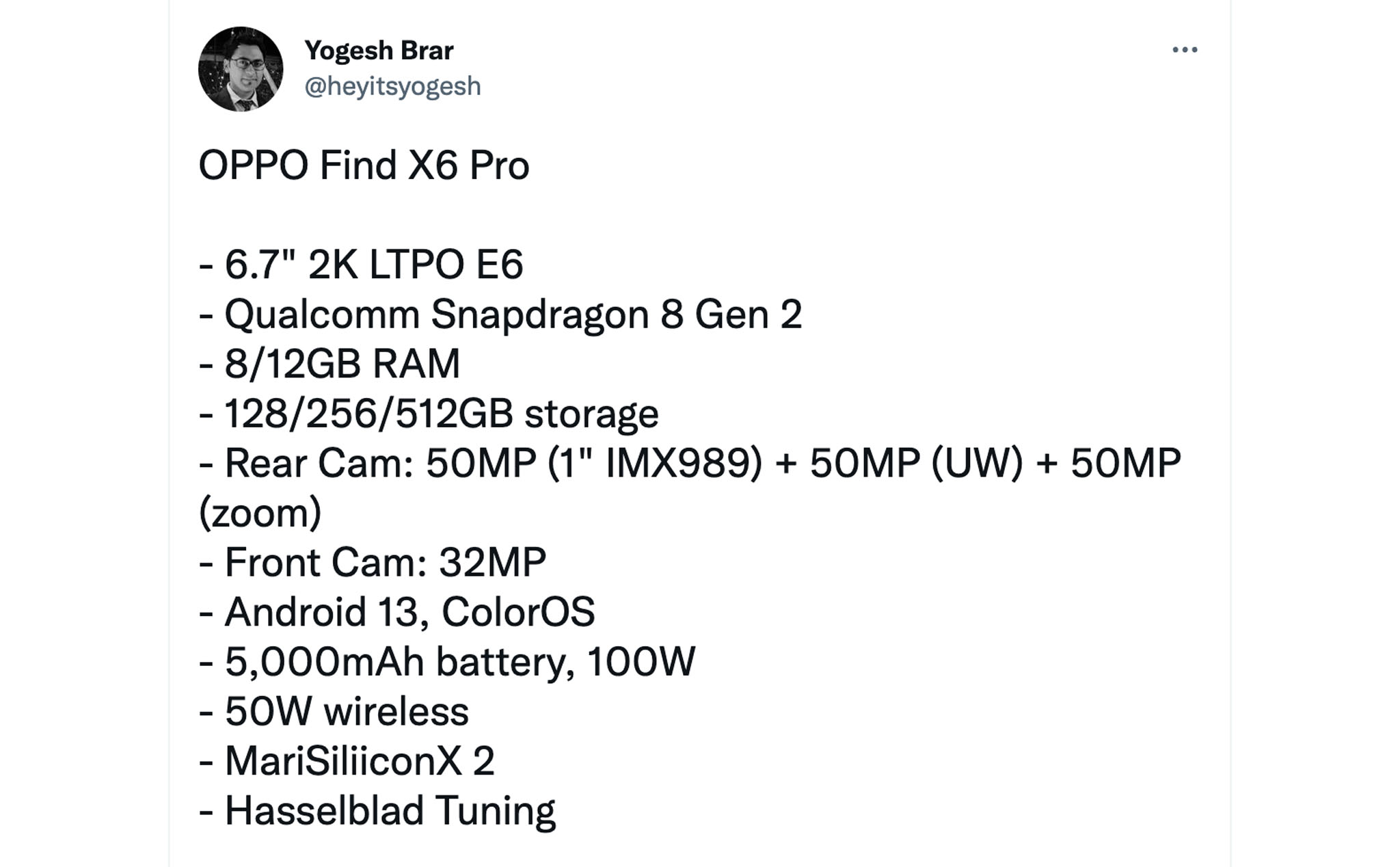 OPPO Find X6 Pro: Dùng chip Snapdragon 8 Gen 2, cảm biến chính 1 inch, hỗ trợ sạc nhanh 100W?