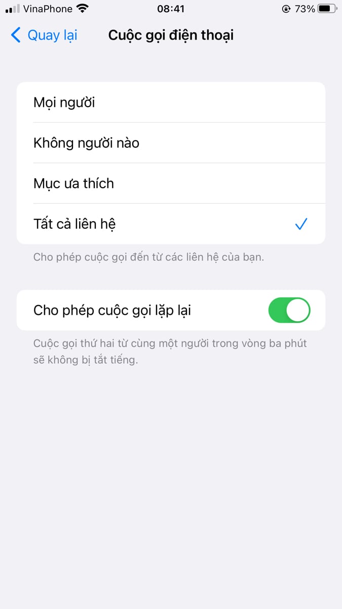 các bác cho hỏi? mình chọn vậy là chỉ những ng trong danh bạ mới gọi cho mình đc phải k các bác