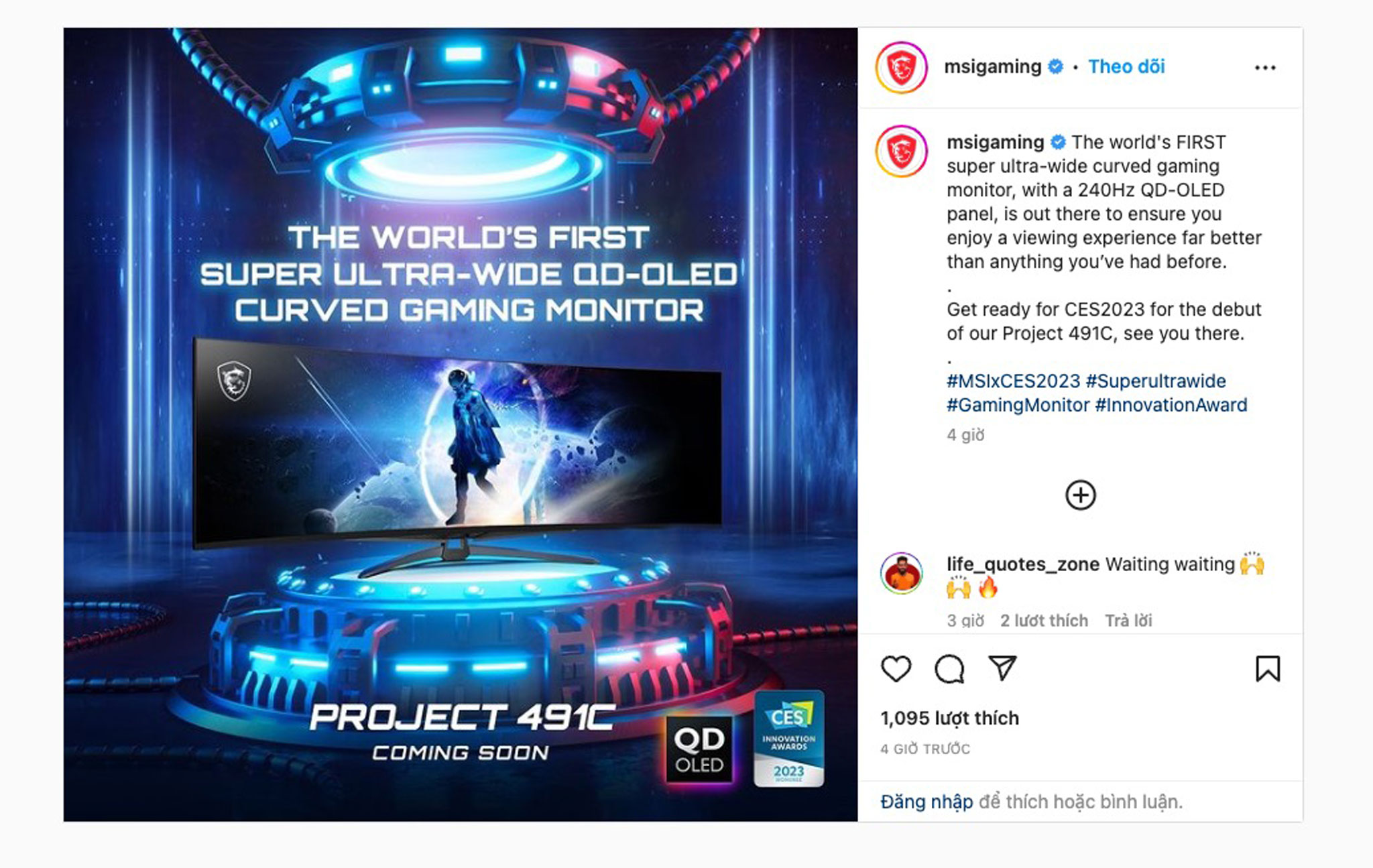 MSI tiết lộ "Project 491C": Màn hình gaming QD-OLED siêu rộng, kích thước 49", tần số 240Hz
