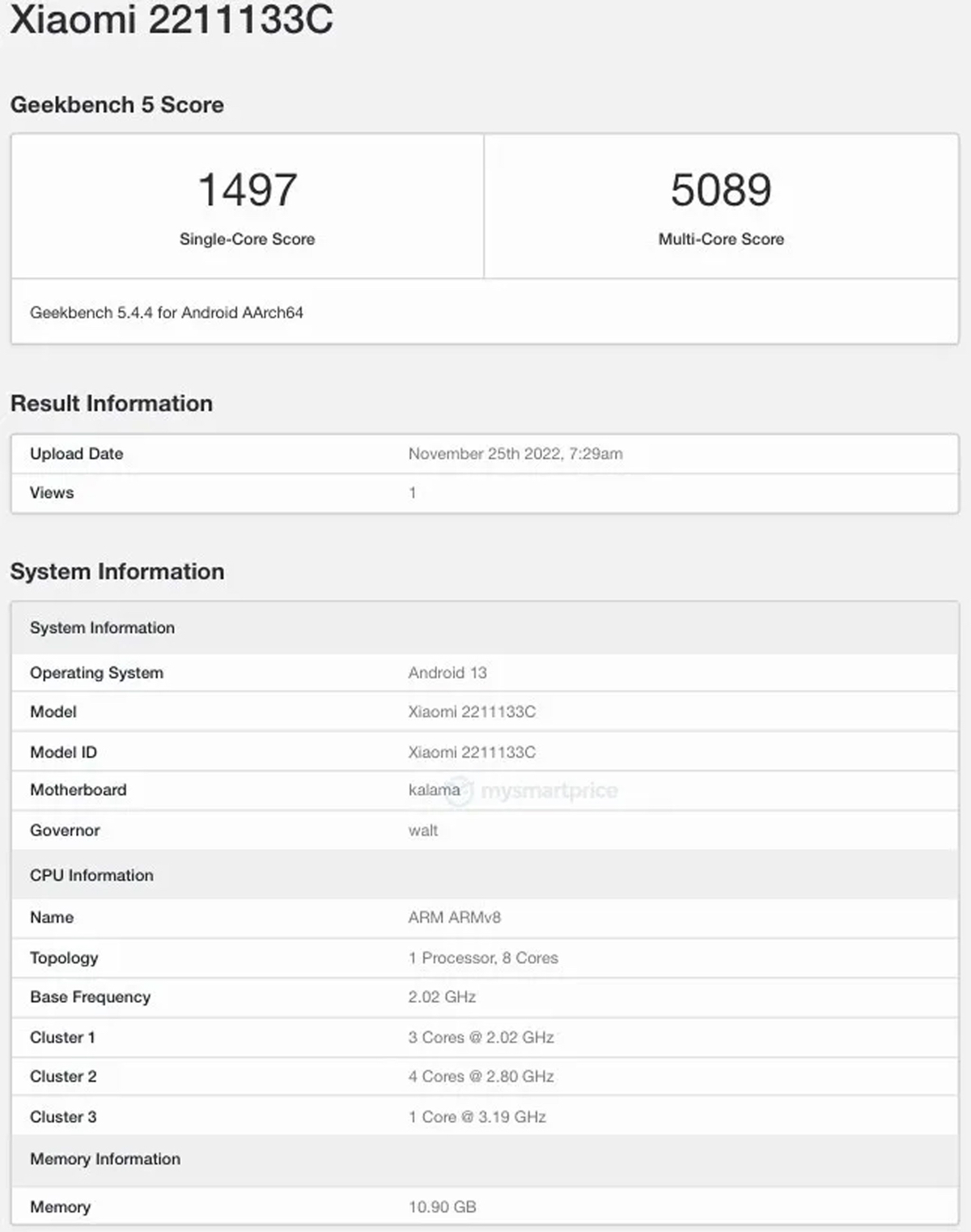 Xiaomi 13 xuất hiện trên GeekBench: Snapdragon 8 Gen 2 và RAM 12GB
