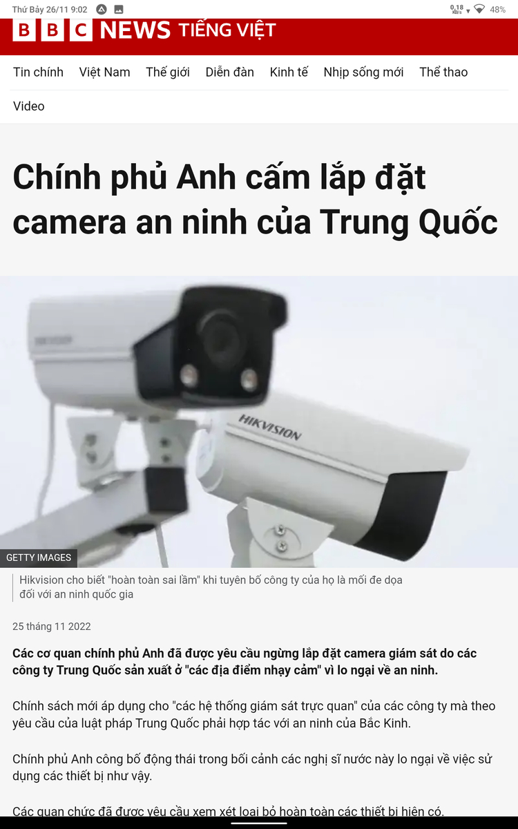 Chính phủ Anh cấm lắp đặt camera an ninh của Trung Quốc