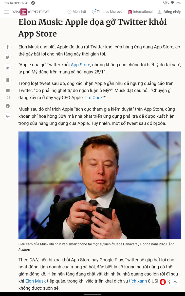 Elon Musk: Apple dọa gỡ Twitter khỏi App Store