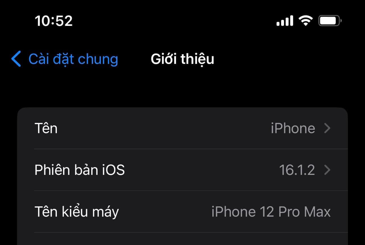 Cập nhật iOS 16.1.2